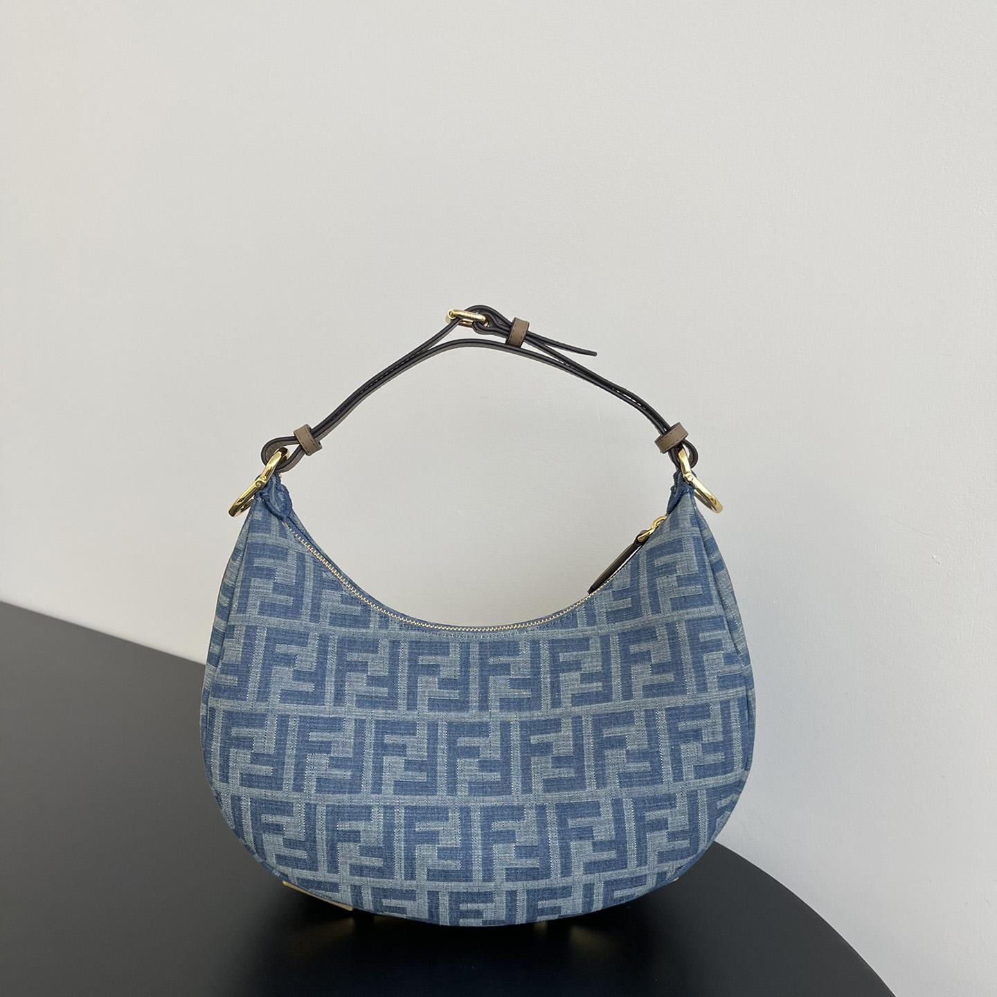 Fendi Fendigraphy Small Light Blue FF Denim Fabric Bag - DopestKickz