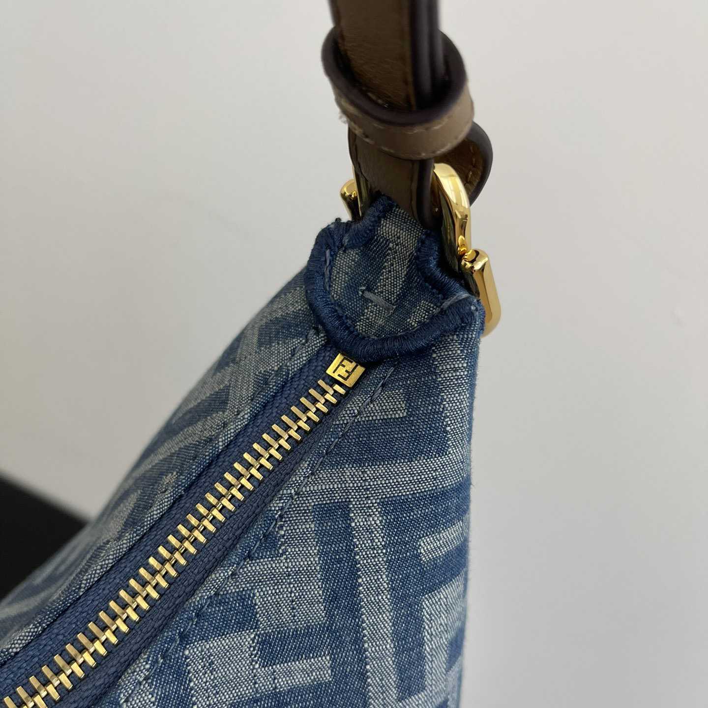 Fendi Fendigraphy Small Light Blue FF Denim Fabric Bag - DopestKickz