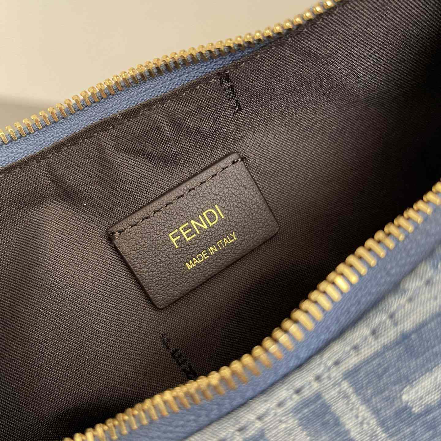 Fendi Fendigraphy Small Light Blue FF Denim Fabric Bag - DopestKickz