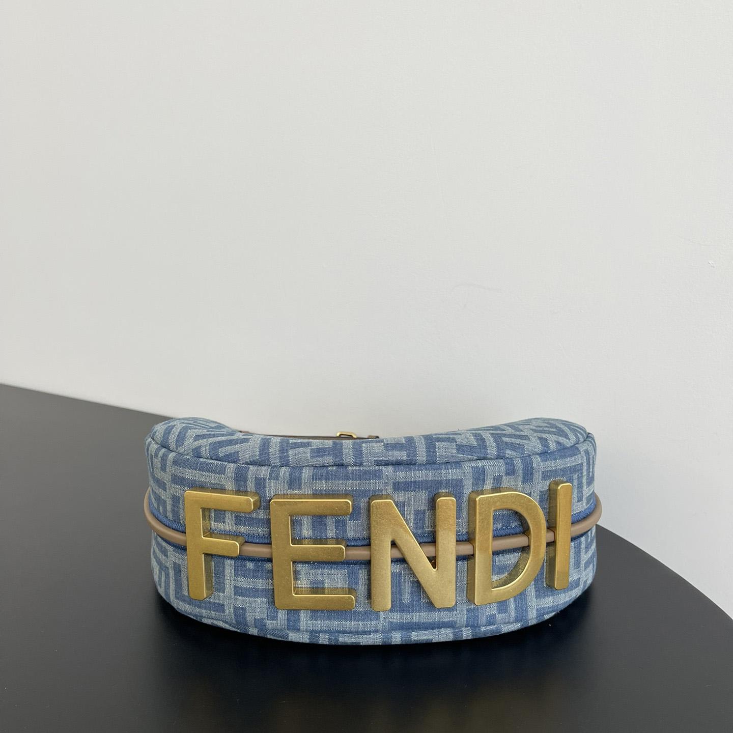 Fendi Fendigraphy Small Light Blue FF Denim Fabric Bag - DopestKickz