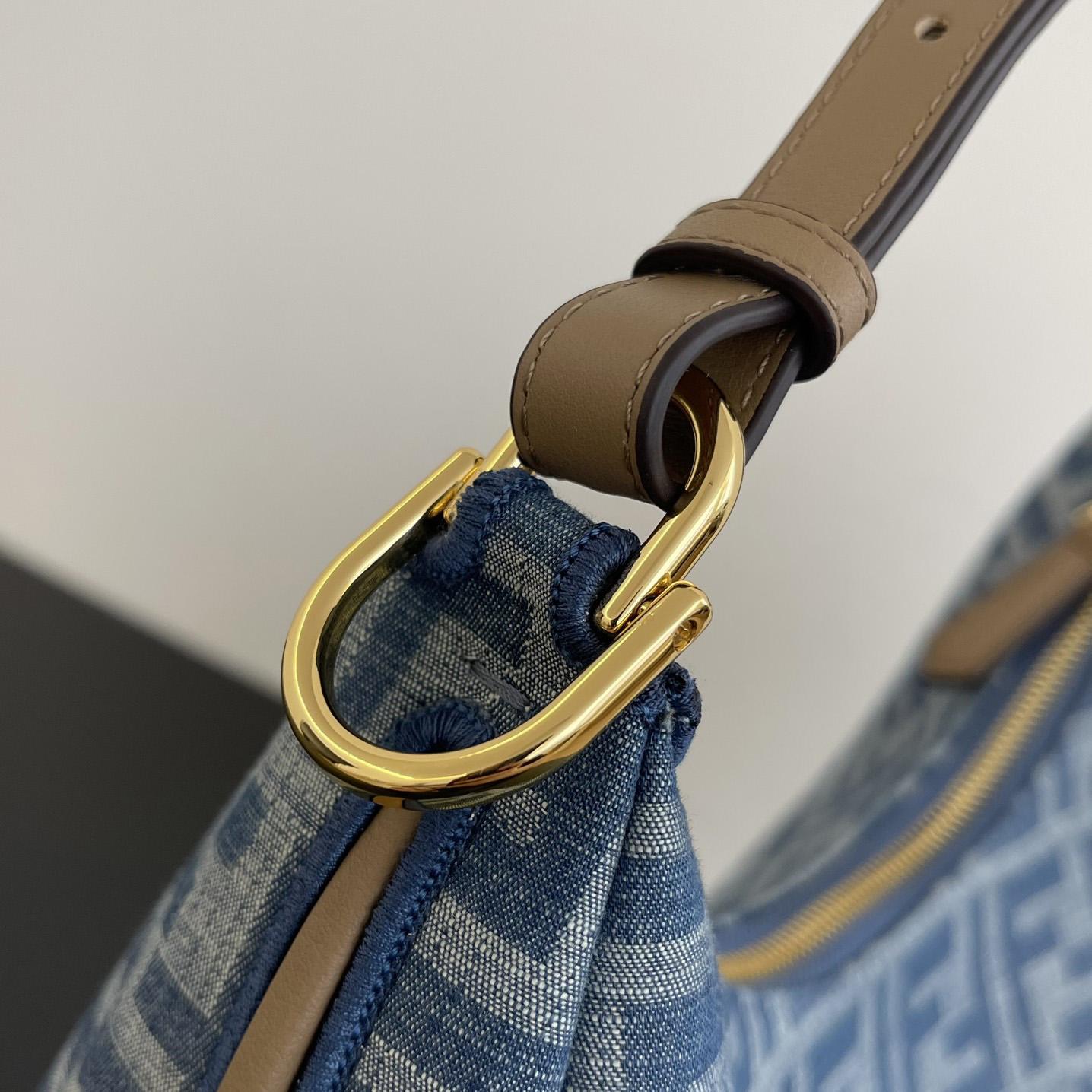 Fendi Fendigraphy Small Light Blue FF Denim Fabric Bag - DopestKickz