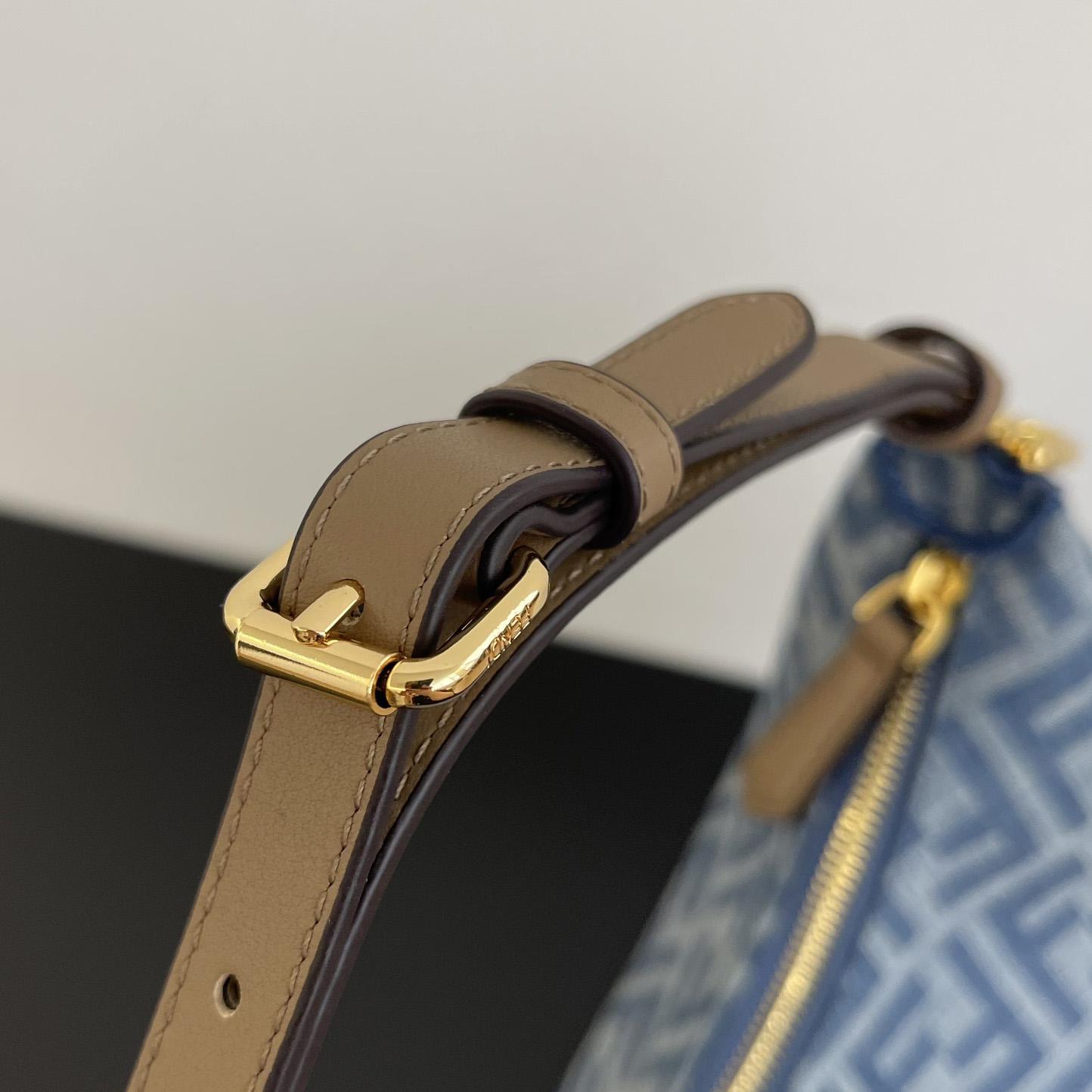 Fendi Fendigraphy Small Light Blue FF Denim Fabric Bag - DopestKickz