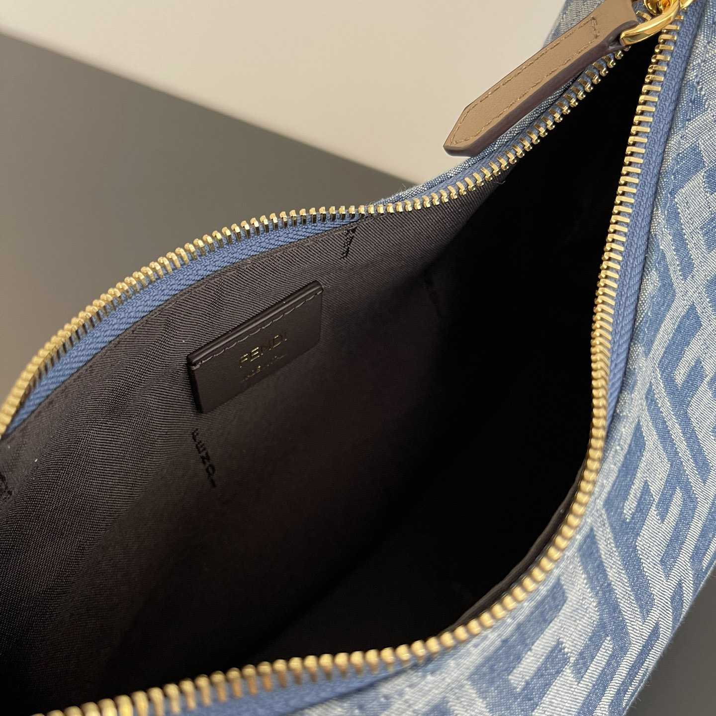 Fendi Fendigraphy Small Light Blue FF Denim Fabric Bag - DopestKickz