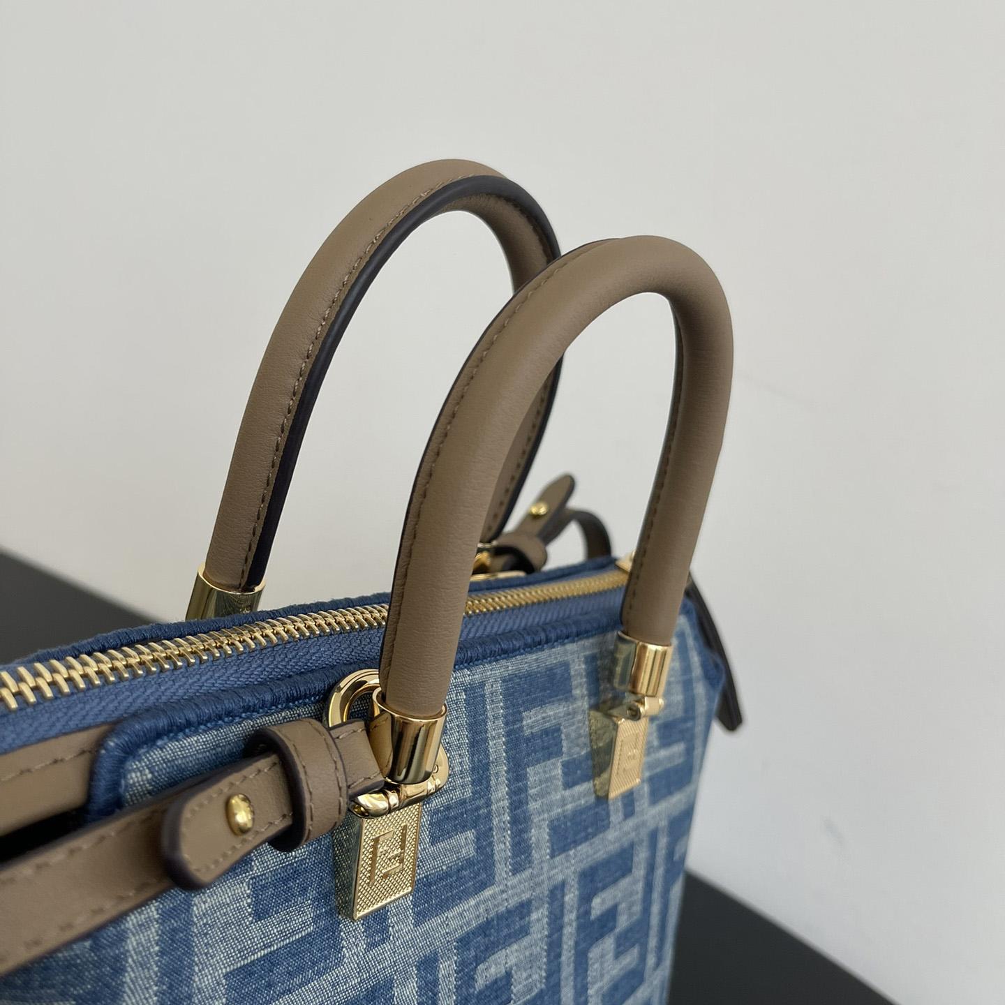 Fendi By The Way Mini Light blue FF Denim Fabric Mini Bag - DopestKickz