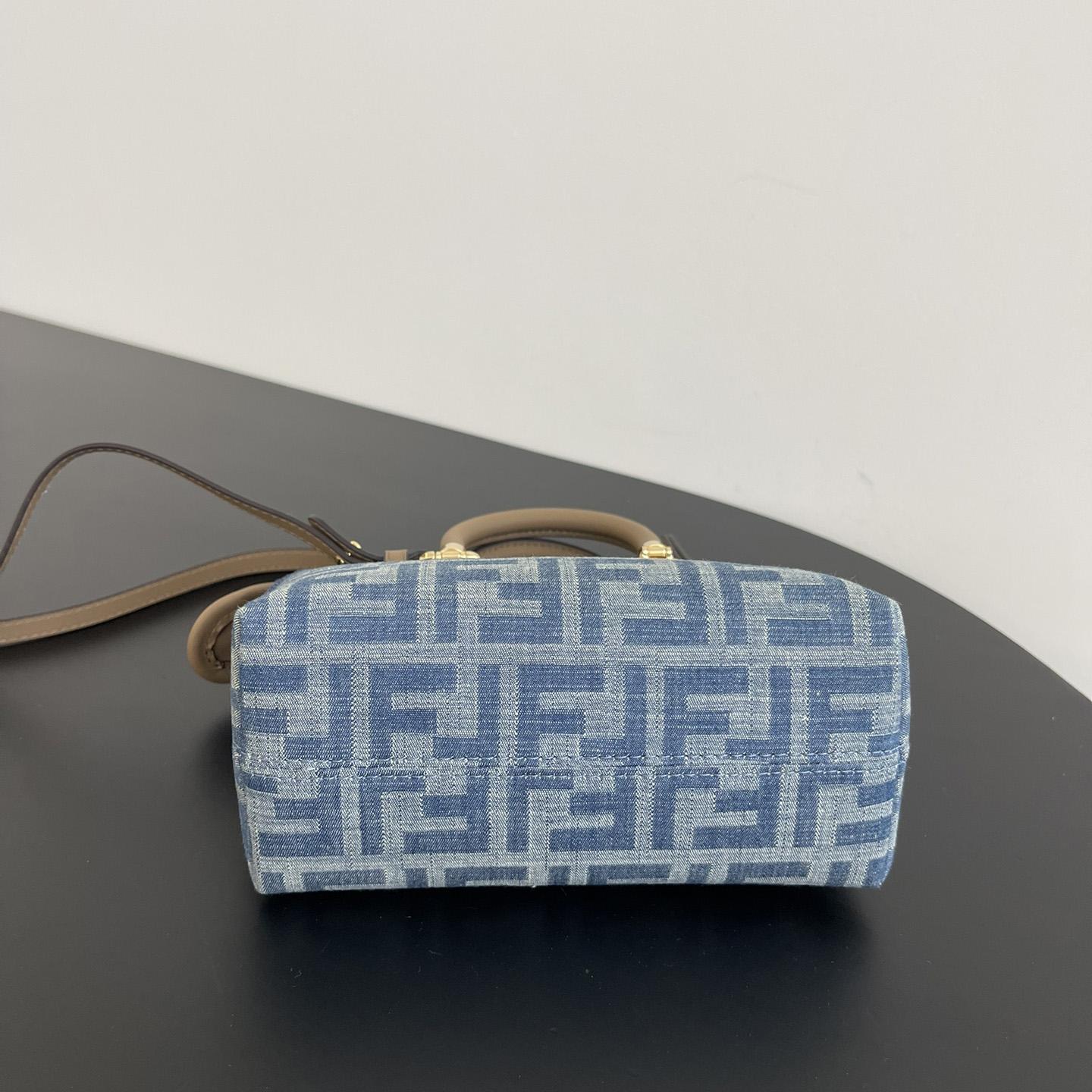 Fendi By The Way Mini Light blue FF Denim Fabric Mini Bag - DopestKickz