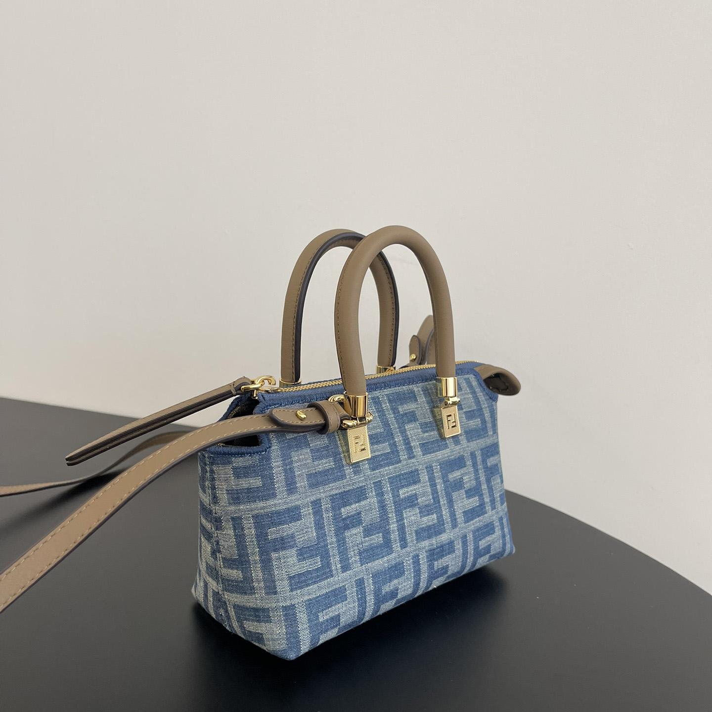 Fendi By The Way Mini Light blue FF Denim Fabric Mini Bag - DopestKickz