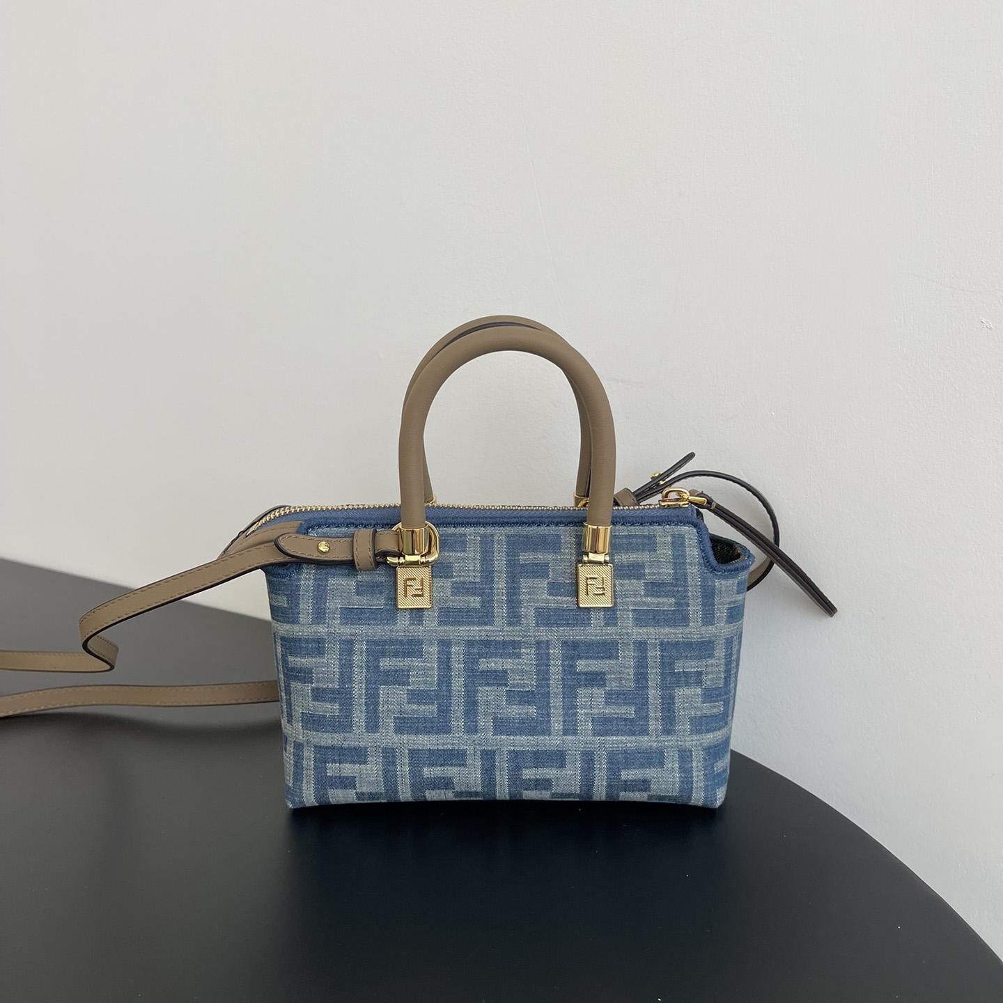 Fendi By The Way Mini Light blue FF Denim Fabric Mini Bag - DopestKickz
