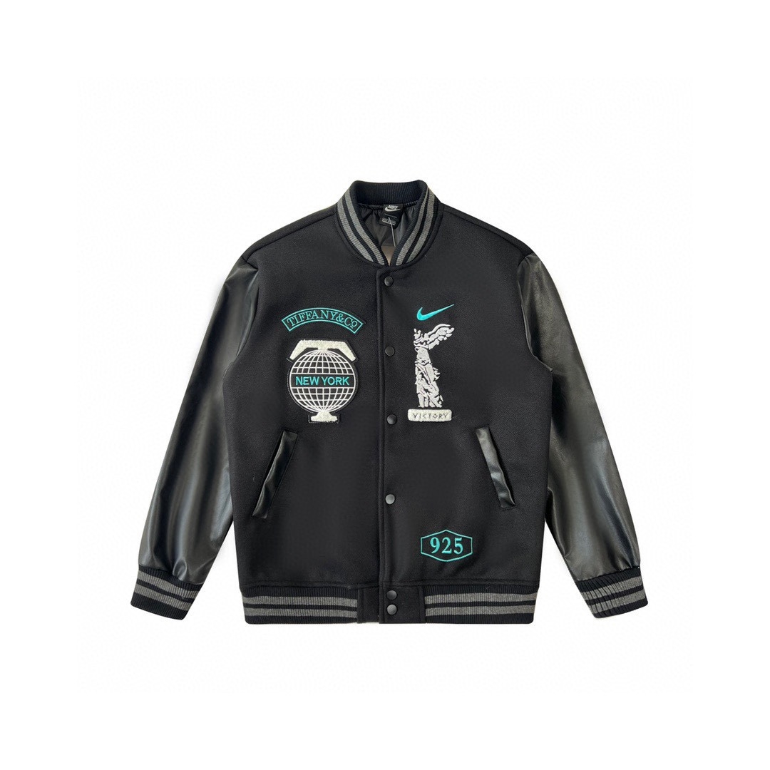 Tiffany And Co Nike Black Varsity Bomber Jacket - DopestKickz