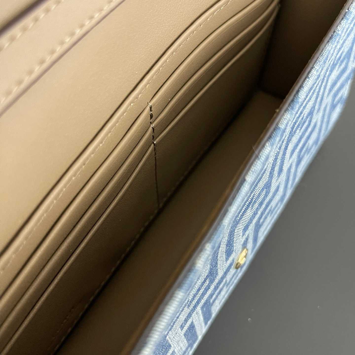 Fendi Wallet On Chain Baguette Light Blue FF Denim Fabric Wallet - DopestKickz