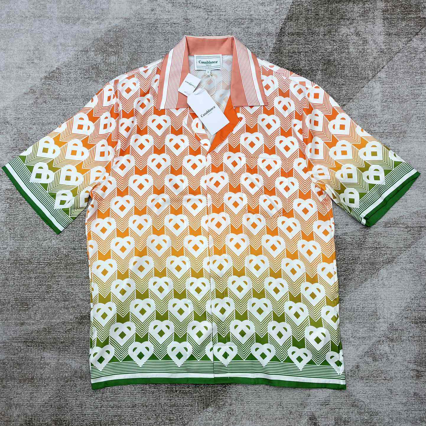 Casablanca Cuban Collar Short-Sleeve Shirt 'Heart Monogram Gradient'   CA3484 - DopestKickz