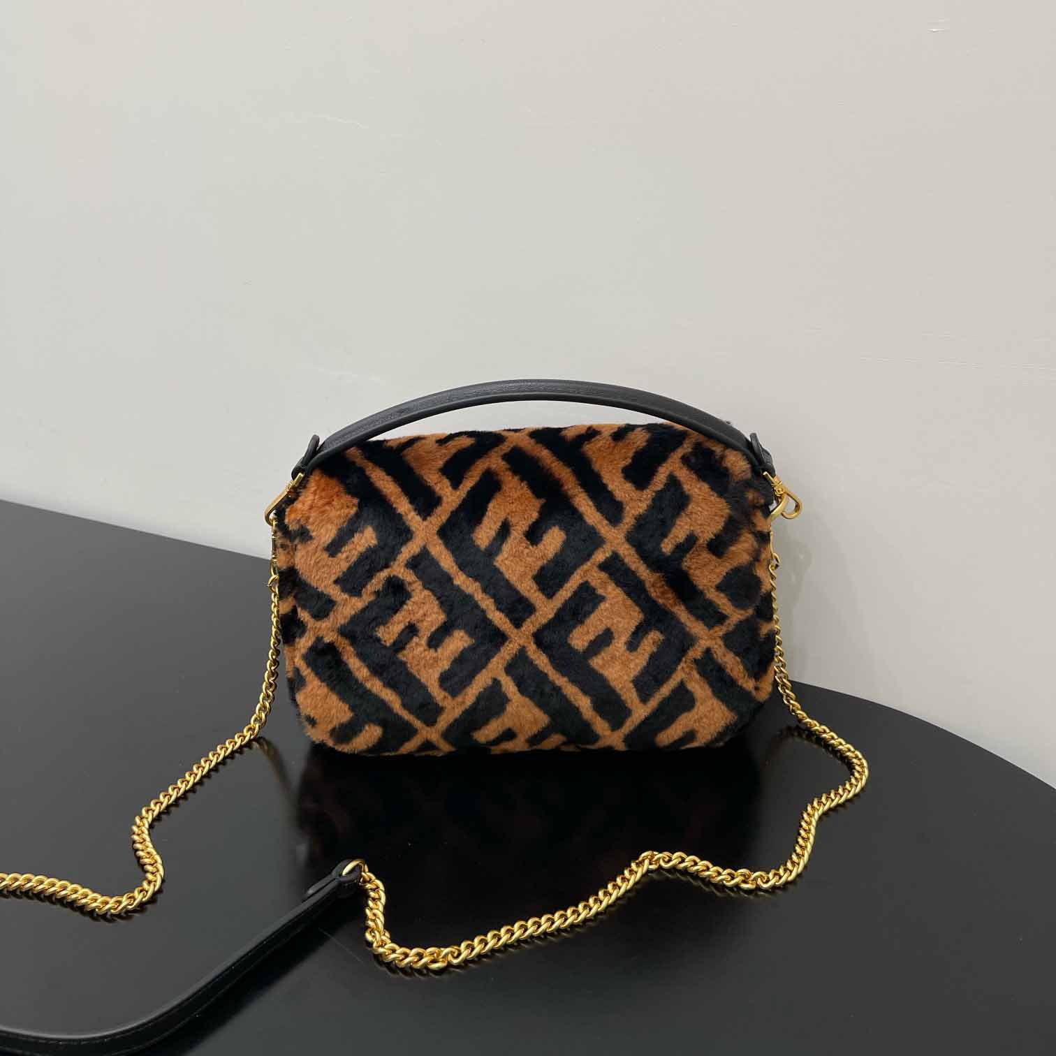 Fendi Mini Baguette Brown Sheepskin Bag - DopestKickz