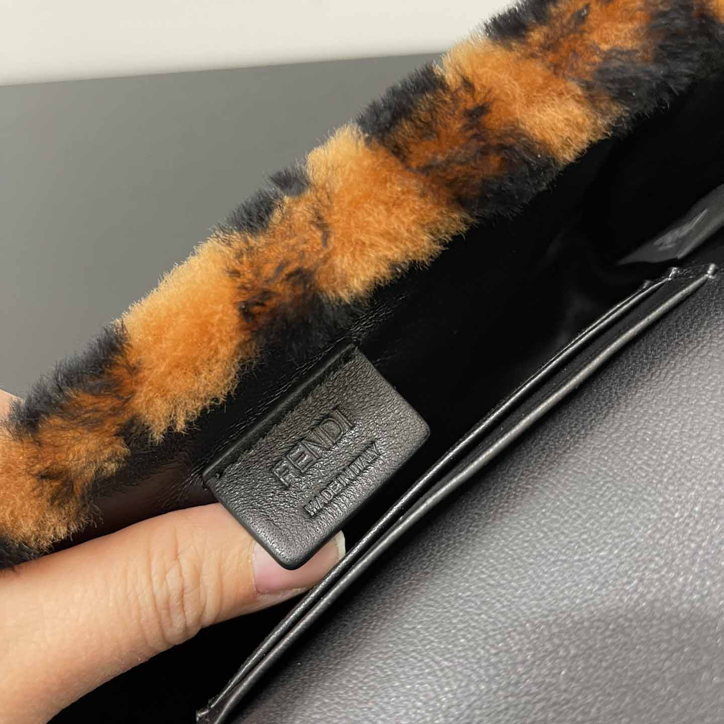 Fendi Mini Baguette Brown Sheepskin Bag - DopestKickz