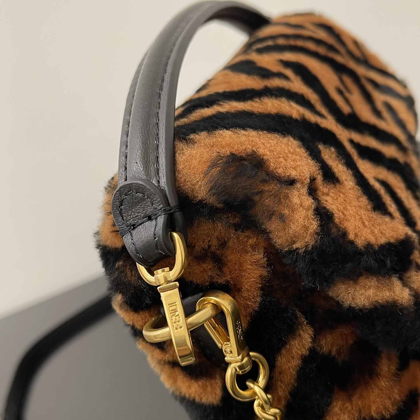 Fendi Mini Baguette Brown Sheepskin Bag - DopestKickz