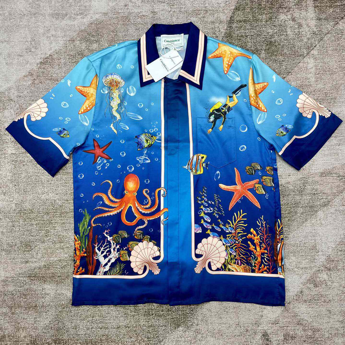 Casablanca  Silk Drawstring Short-Sleeve Shirt   CA3456 - DopestKickz