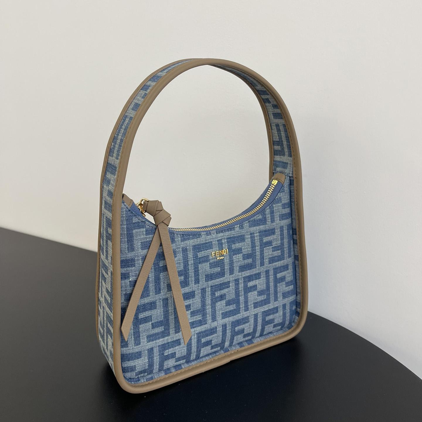 Fendi Mini Fendessence Light Blue FF Denim Fabric Mini Bag - DopestKickz
