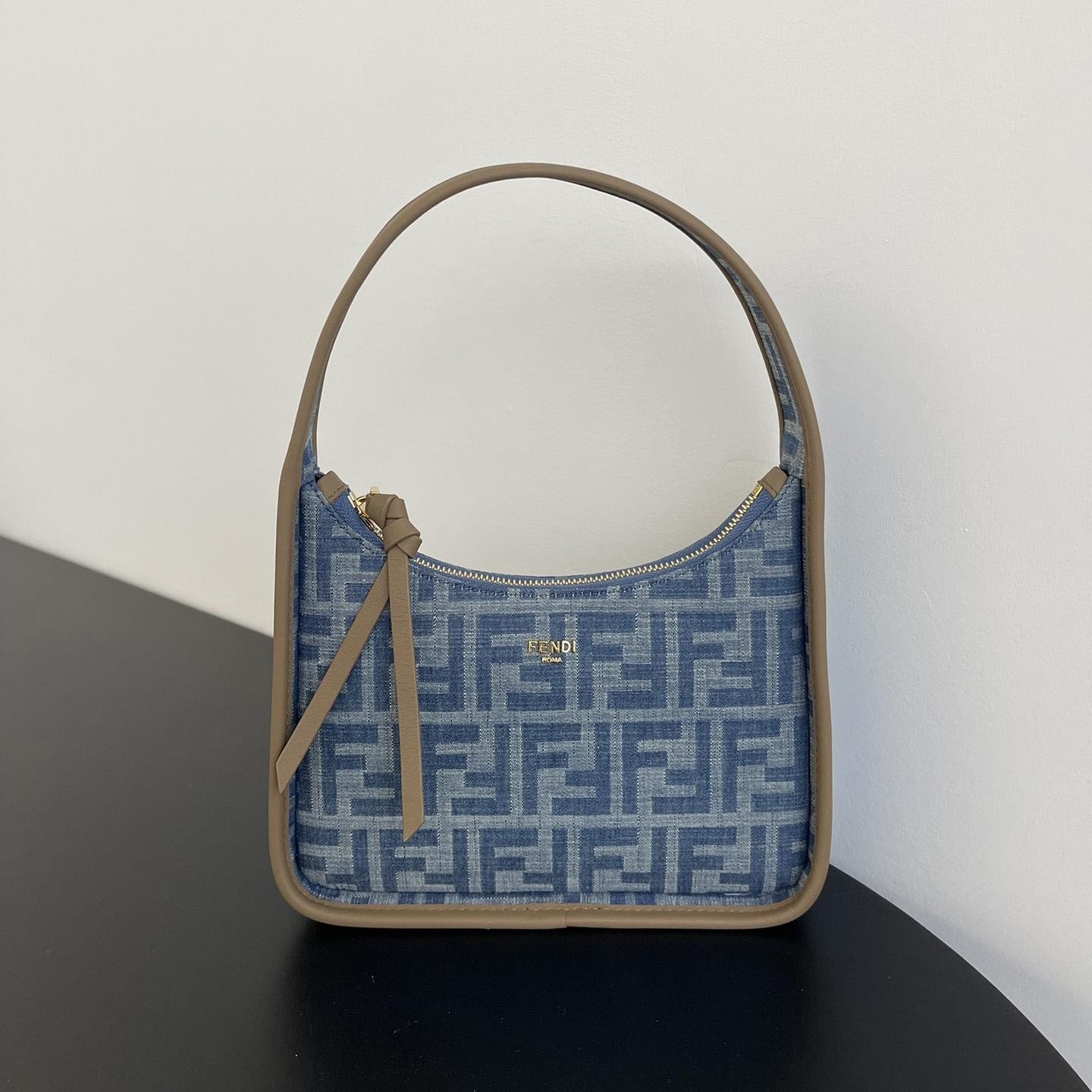 Fendi Mini Fendessence Light Blue FF Denim Fabric Mini Bag - DopestKickz