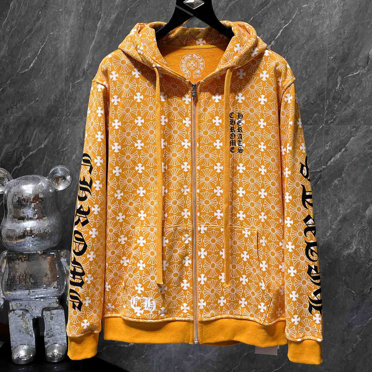 Chrome Hearts Horseshoe Zip Up Hoodie "Motif Orange" - DopestKickz