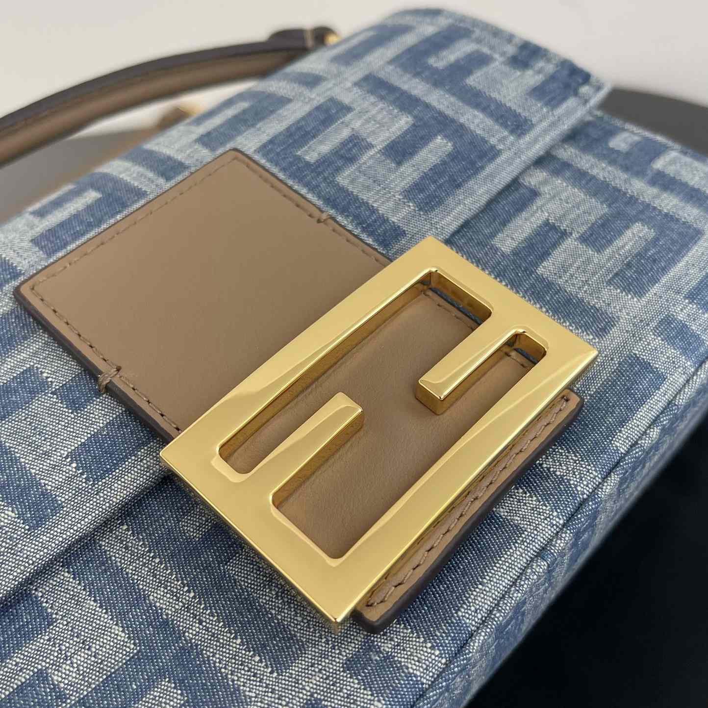 Fendi Baguette Mini Light Blue FF Denim Fabric Bag - DopestKickz