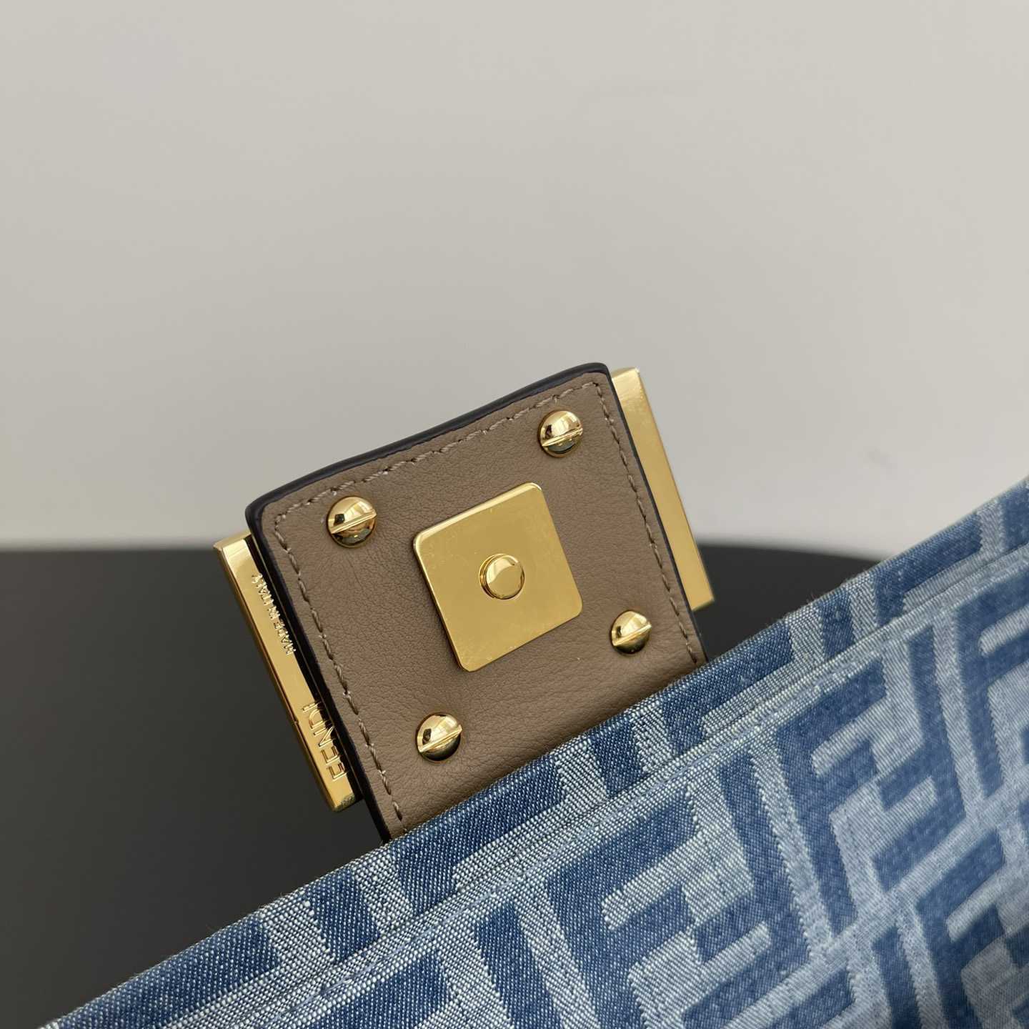 Fendi Baguette Mini Light Blue FF Denim Fabric Bag - DopestKickz