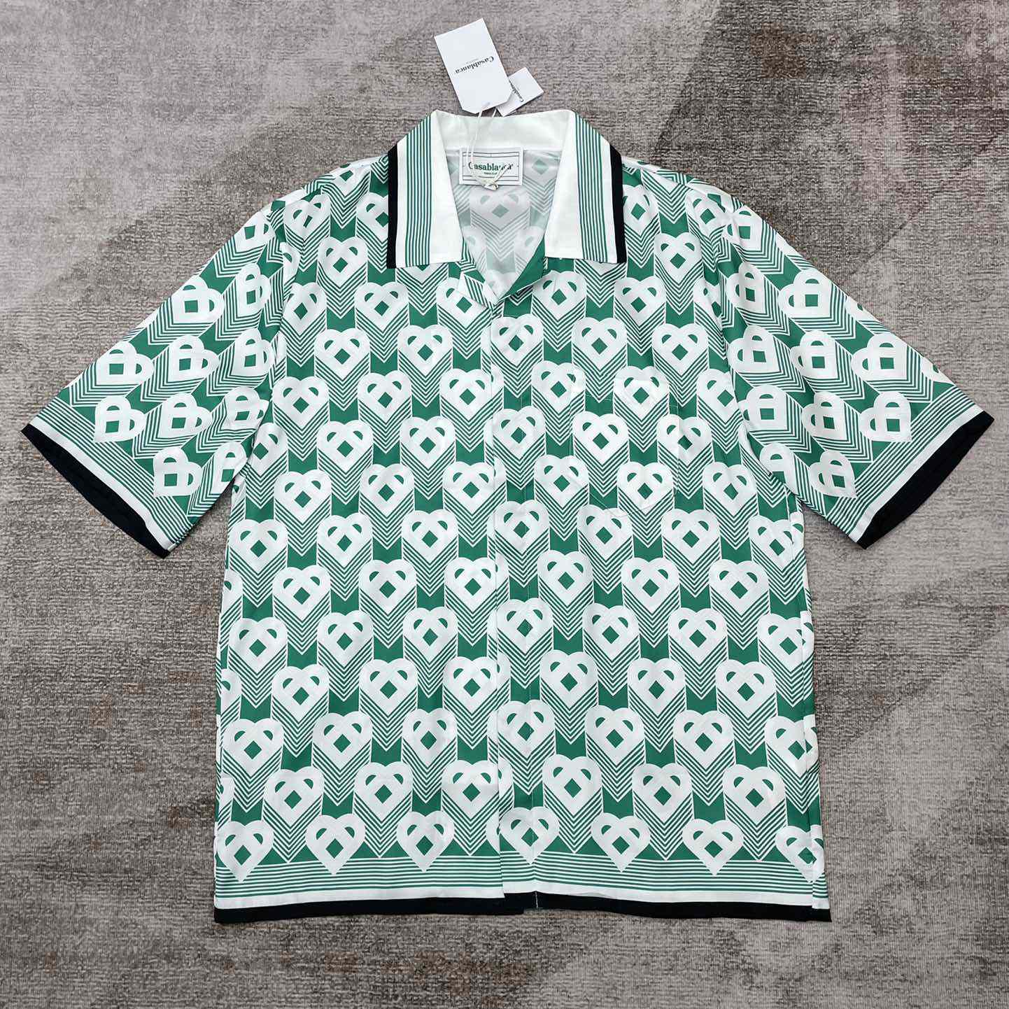 Casablanca Cuban Collar Short-Sleeve Shirt 'Heart Monogram Sport'   CA3482 - DopestKickz