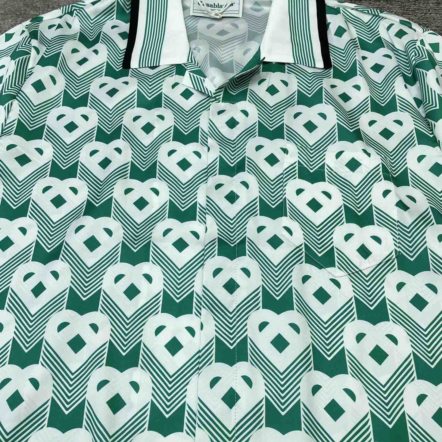 Casablanca Cuban Collar Short-Sleeve Shirt 'Heart Monogram Sport'   CA3482 - DopestKickz