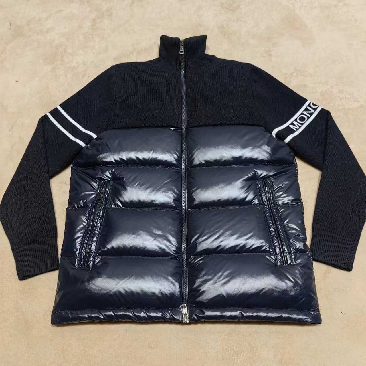 Moncler Navy Paneled Down Cardigan - DopestKickz