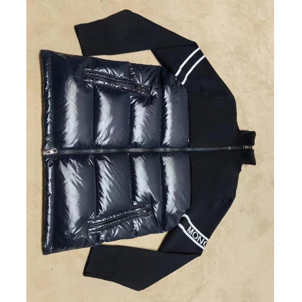 Moncler Navy Paneled Down Cardigan - DopestKickz