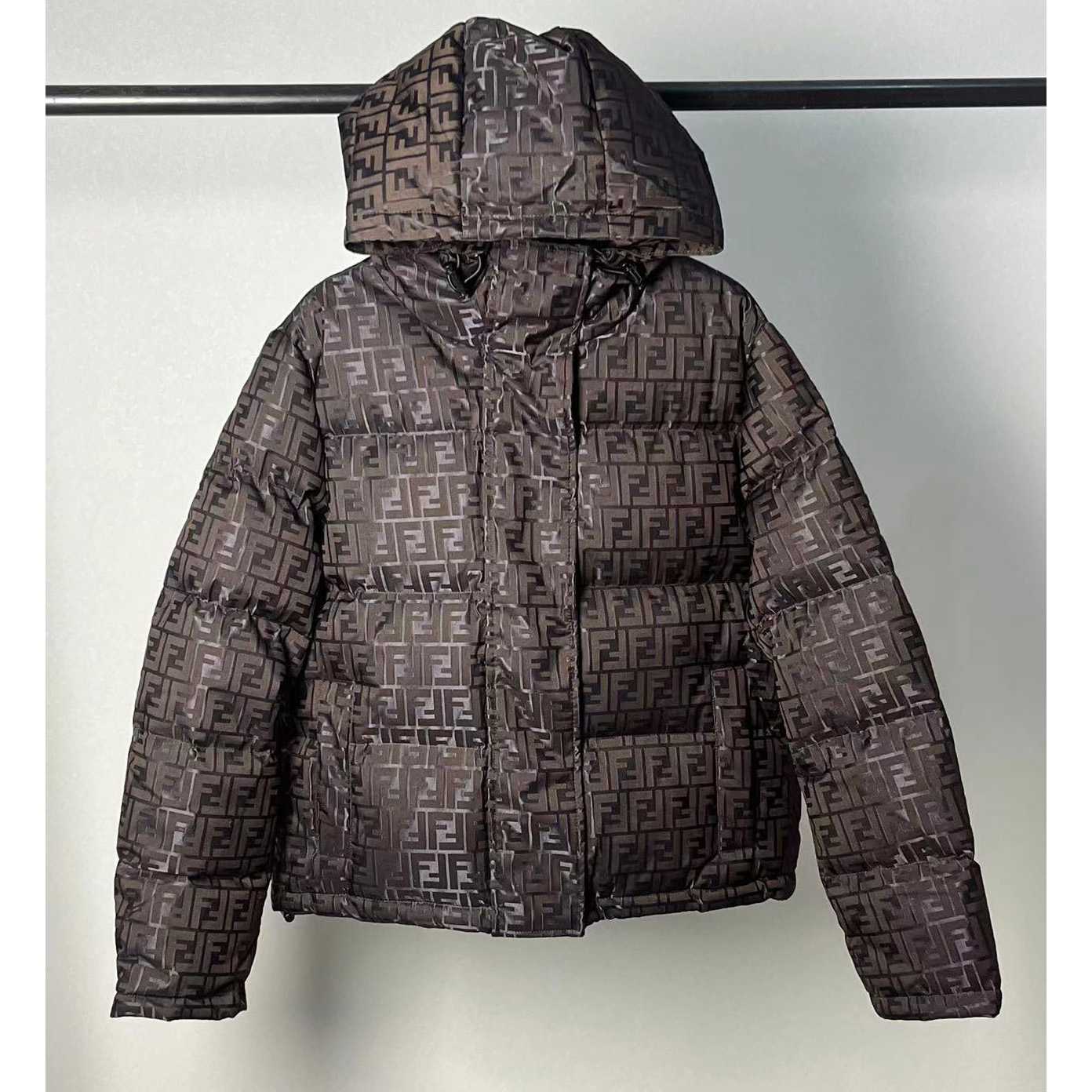 Fendi Brown Tech Fabric Down Jacket - DopestKickz