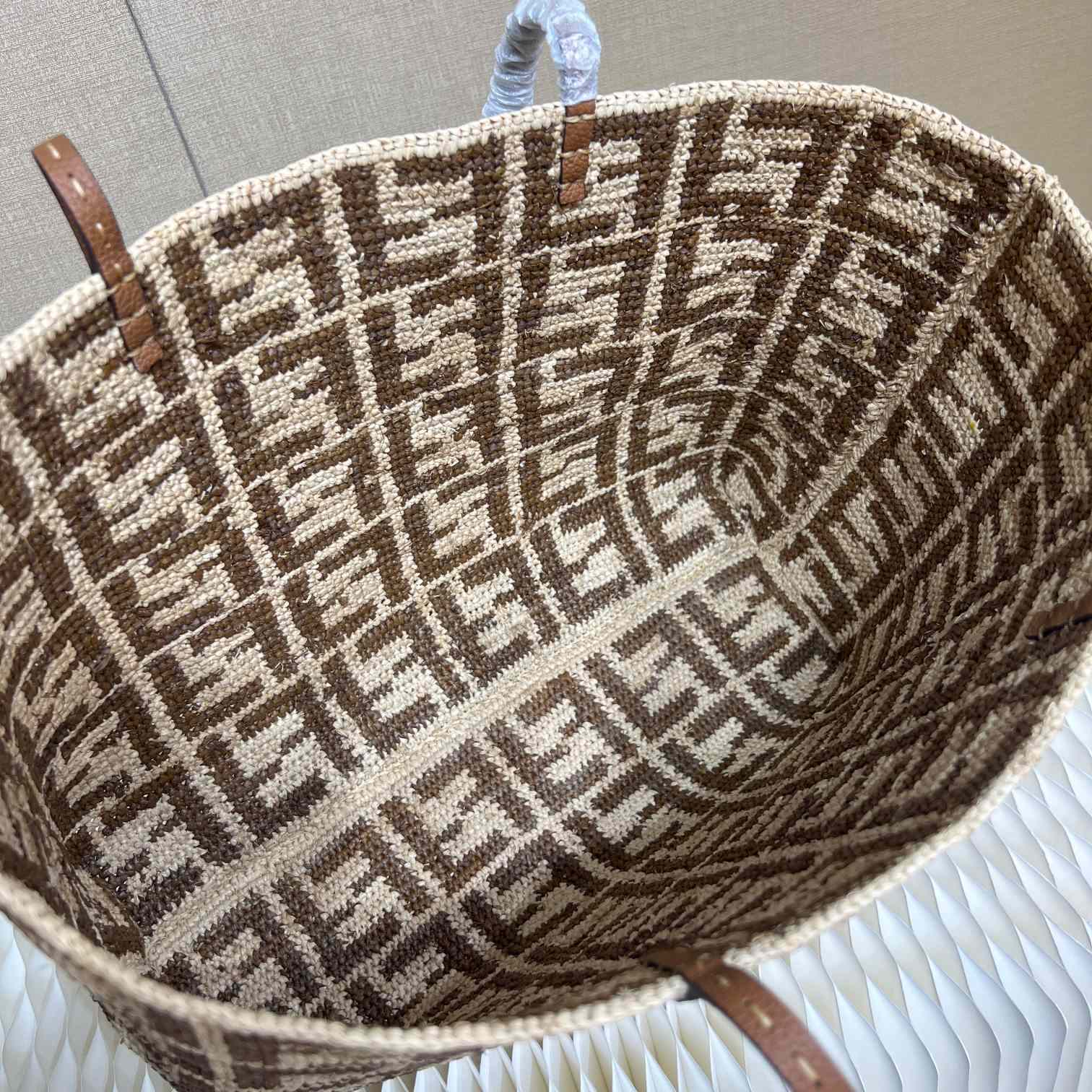 Fendi Roll Brown FF Raffia Crochet Shopper (35-32-19.5cm) - DopestKickz