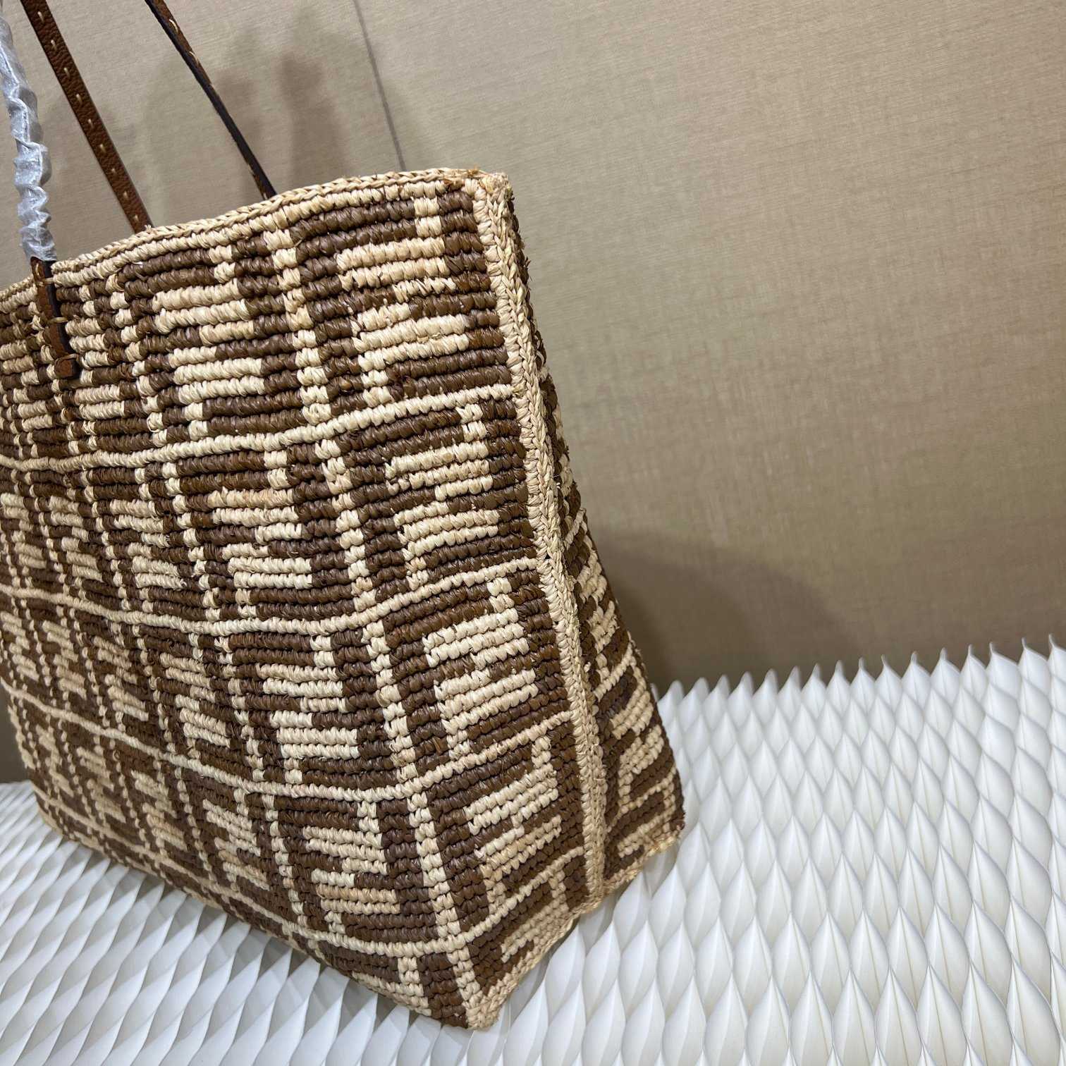 Fendi Roll Brown FF Raffia Crochet Shopper (35-32-19.5cm) - DopestKickz