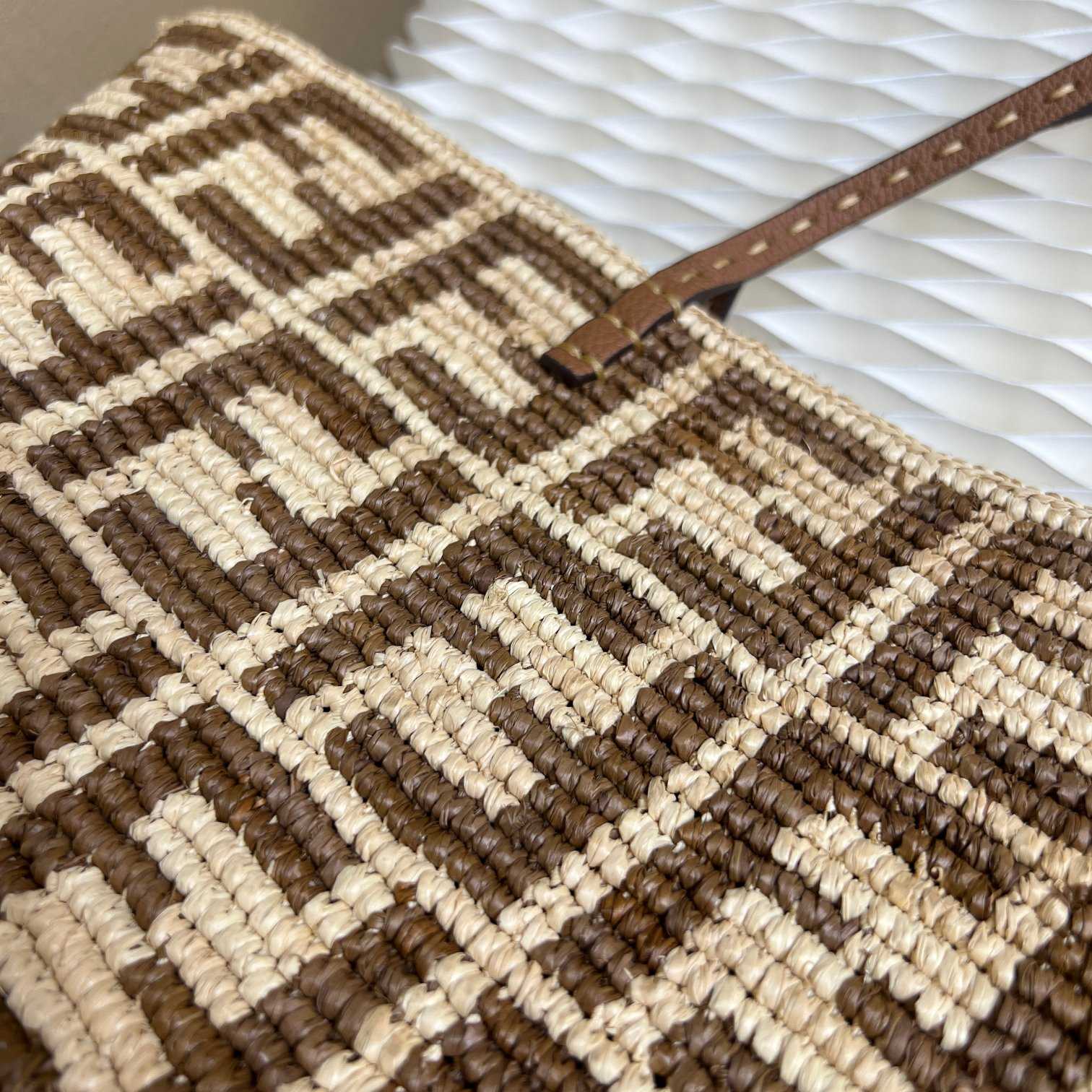 Fendi Roll Brown FF Raffia Crochet Shopper (35-32-19.5cm) - DopestKickz