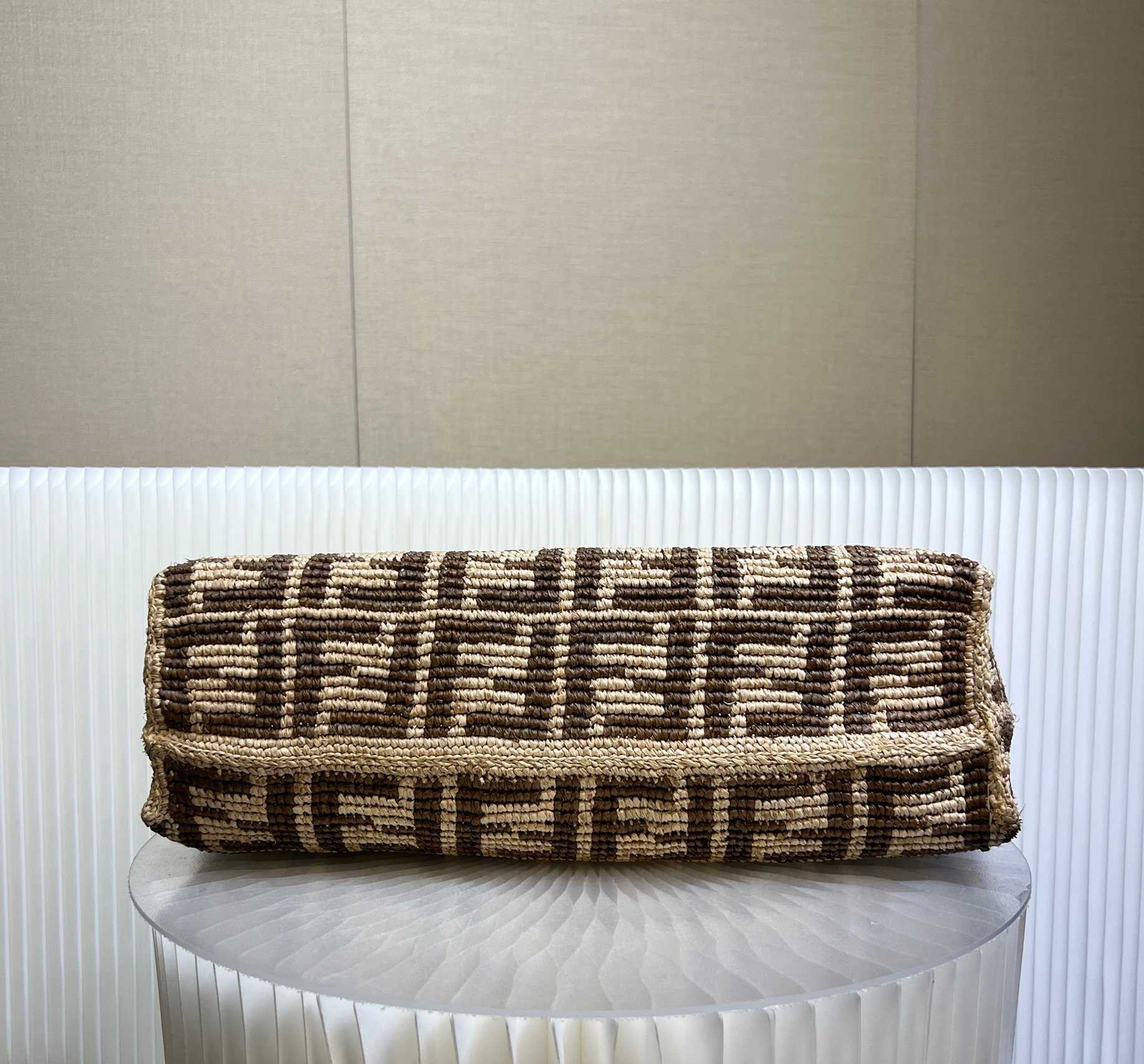 Fendi Roll Brown FF Raffia Crochet Shopper (35-32-19.5cm) - DopestKickz