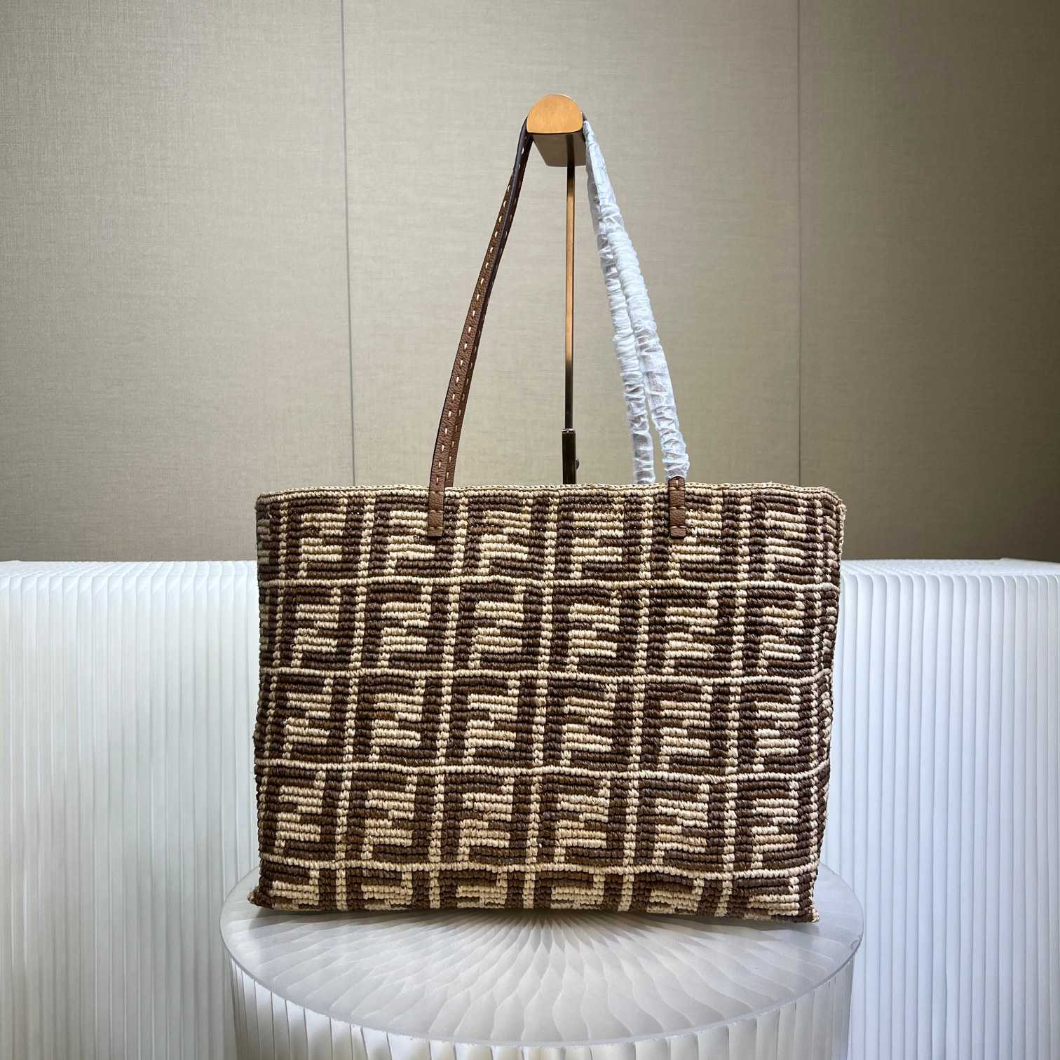 Fendi Roll Brown FF Raffia Crochet Shopper (35-32-19.5cm) - DopestKickz