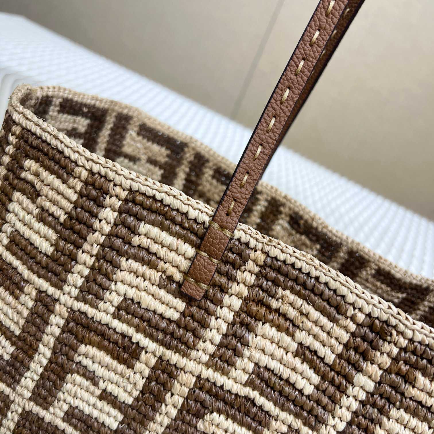 Fendi Roll Brown FF Raffia Crochet Shopper (35-32-19.5cm) - DopestKickz