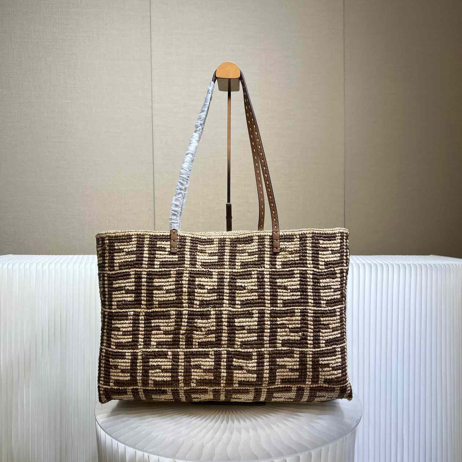 Fendi Roll Brown FF Raffia Crochet Shopper (35-32-19.5cm) - DopestKickz