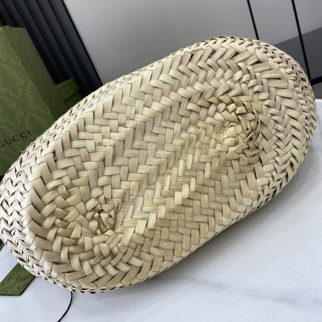 Gucci Small Straw Tote With Gucci Logo - DopestKickz