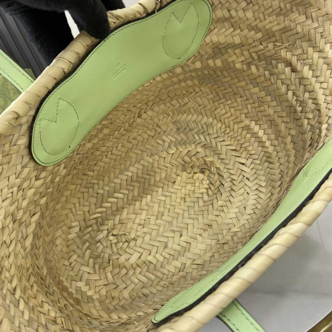 Gucci Small Straw Tote With Gucci Logo - DopestKickz