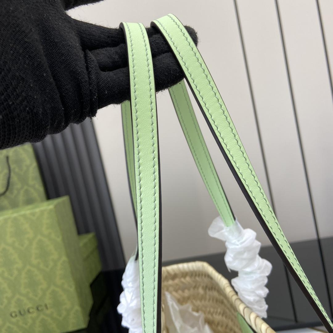 Gucci Small Straw Tote With Gucci Logo - DopestKickz
