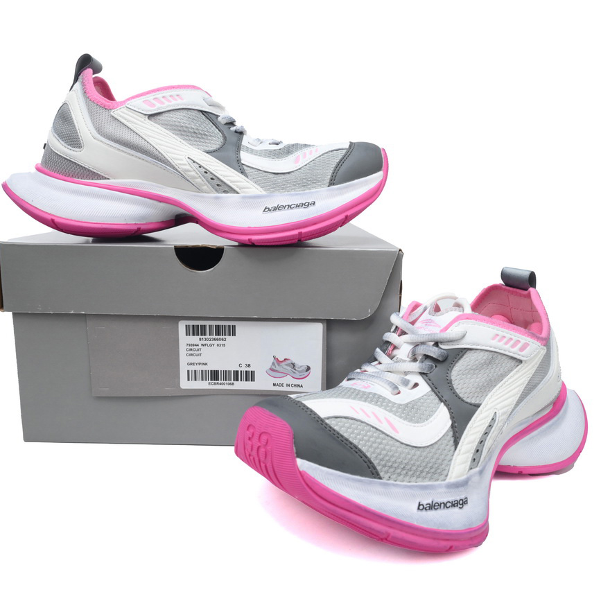 Balenciaga Circuit Sneaker In Grey, White And Pink - DopestKickz