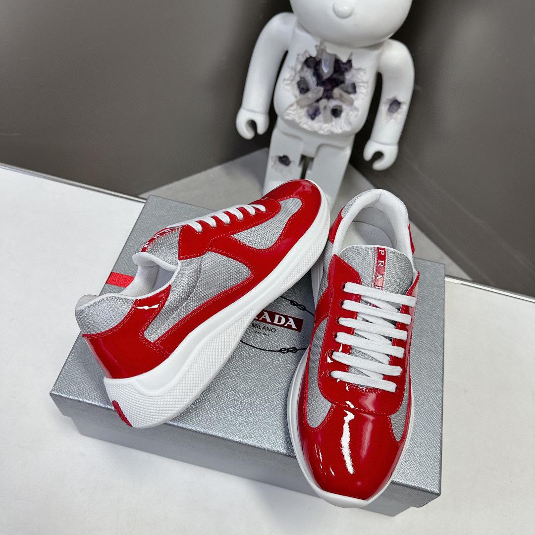 Prada Patent Leather And Technical Fabric Prada America's Cup Sneakers - DopestKickz