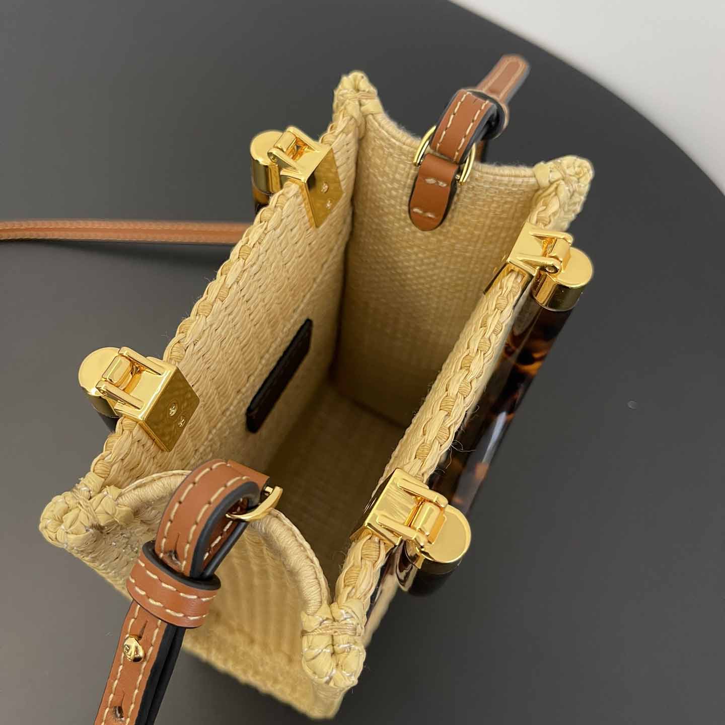 Fendi Mini Sunshine Shopper Beige Cotton Fiber Mini-bag - DopestKickz