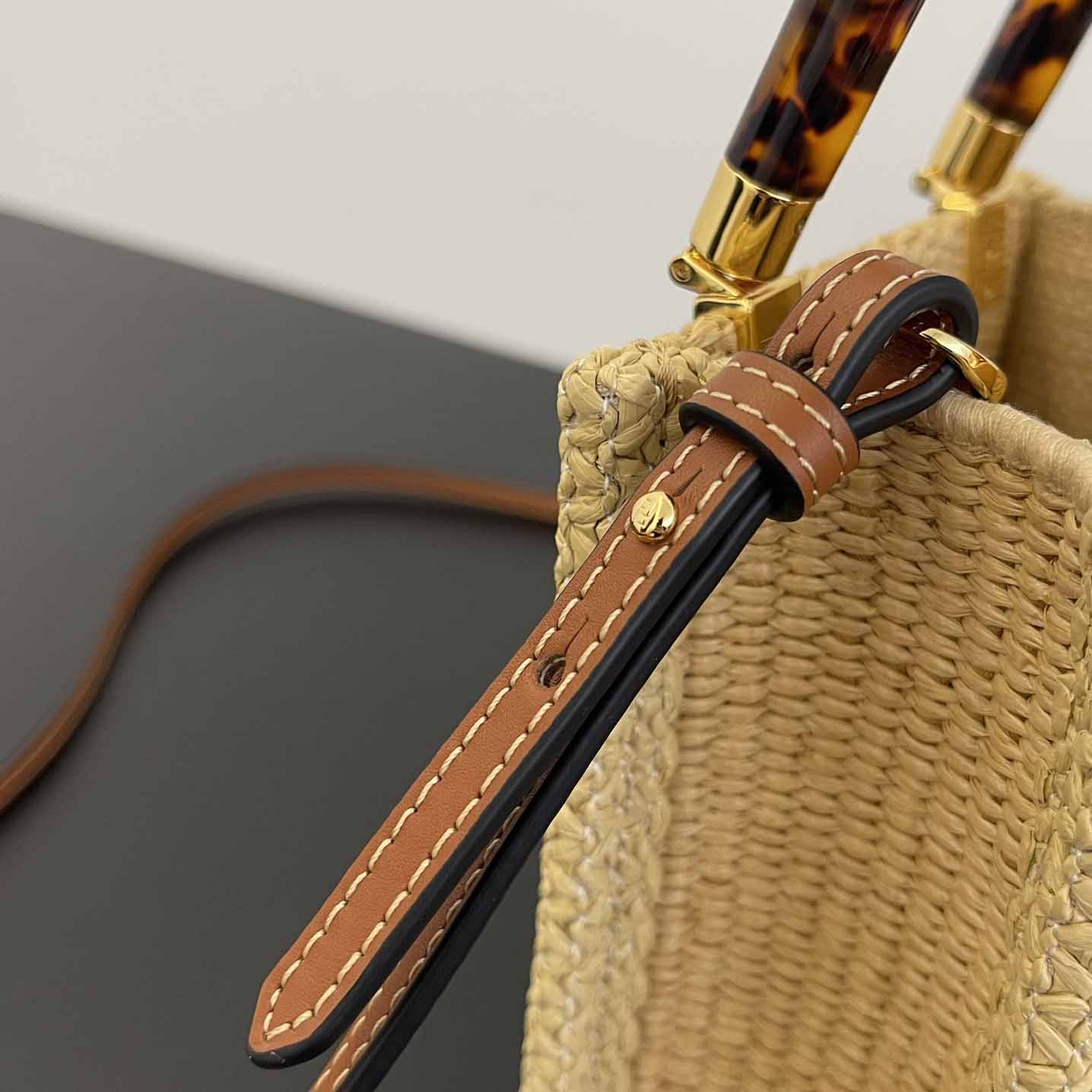 Fendi Mini Sunshine Shopper Beige Cotton Fiber Mini-bag - DopestKickz