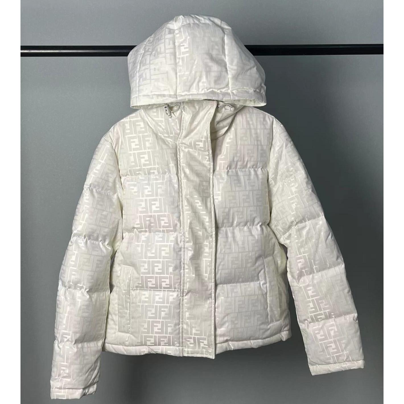Fendi White Tech Fabric Down Jacket - DopestKickz
