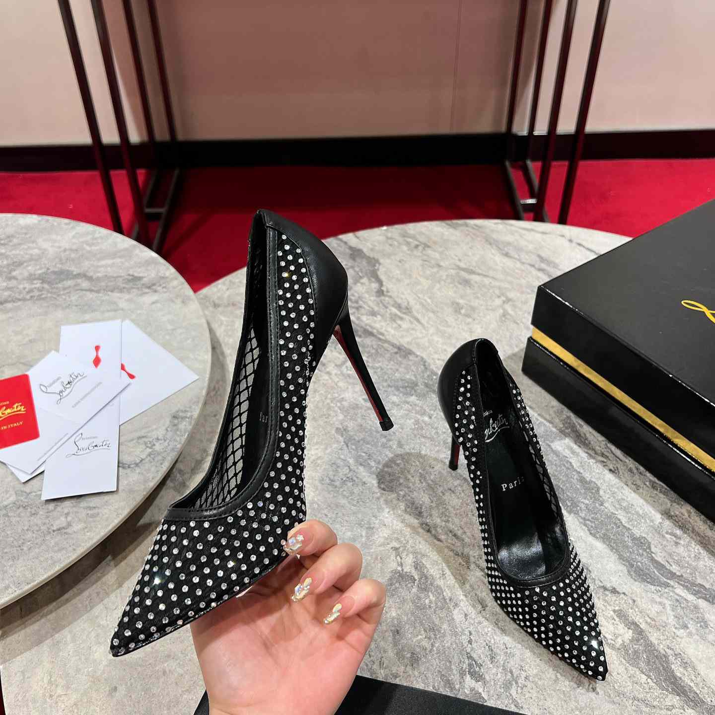 Christian Louboutin Apostropha Mesh Stras  80 mm - DopestKickz