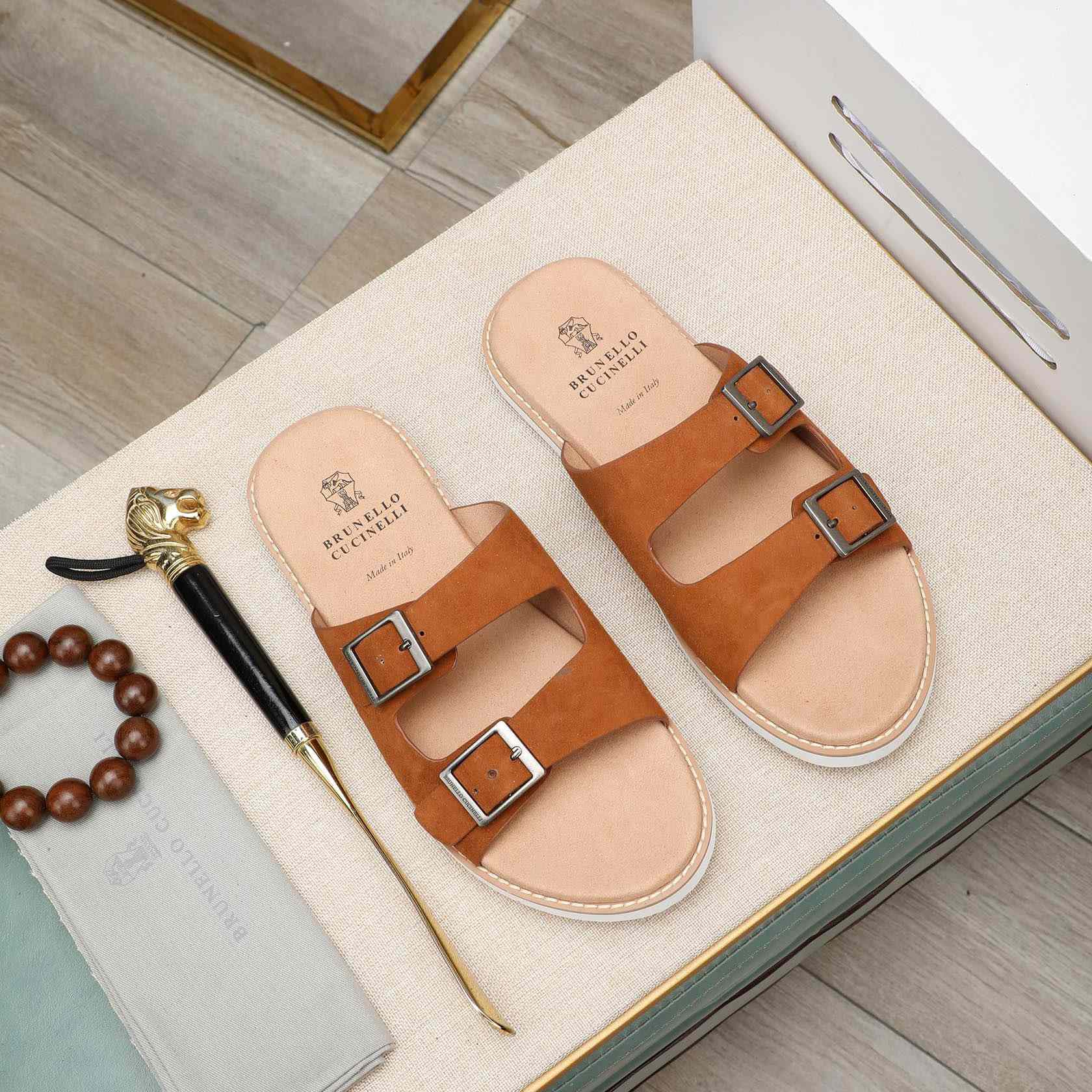 Brunello Cucinelli Buckled Suede Sandals - DopestKickz