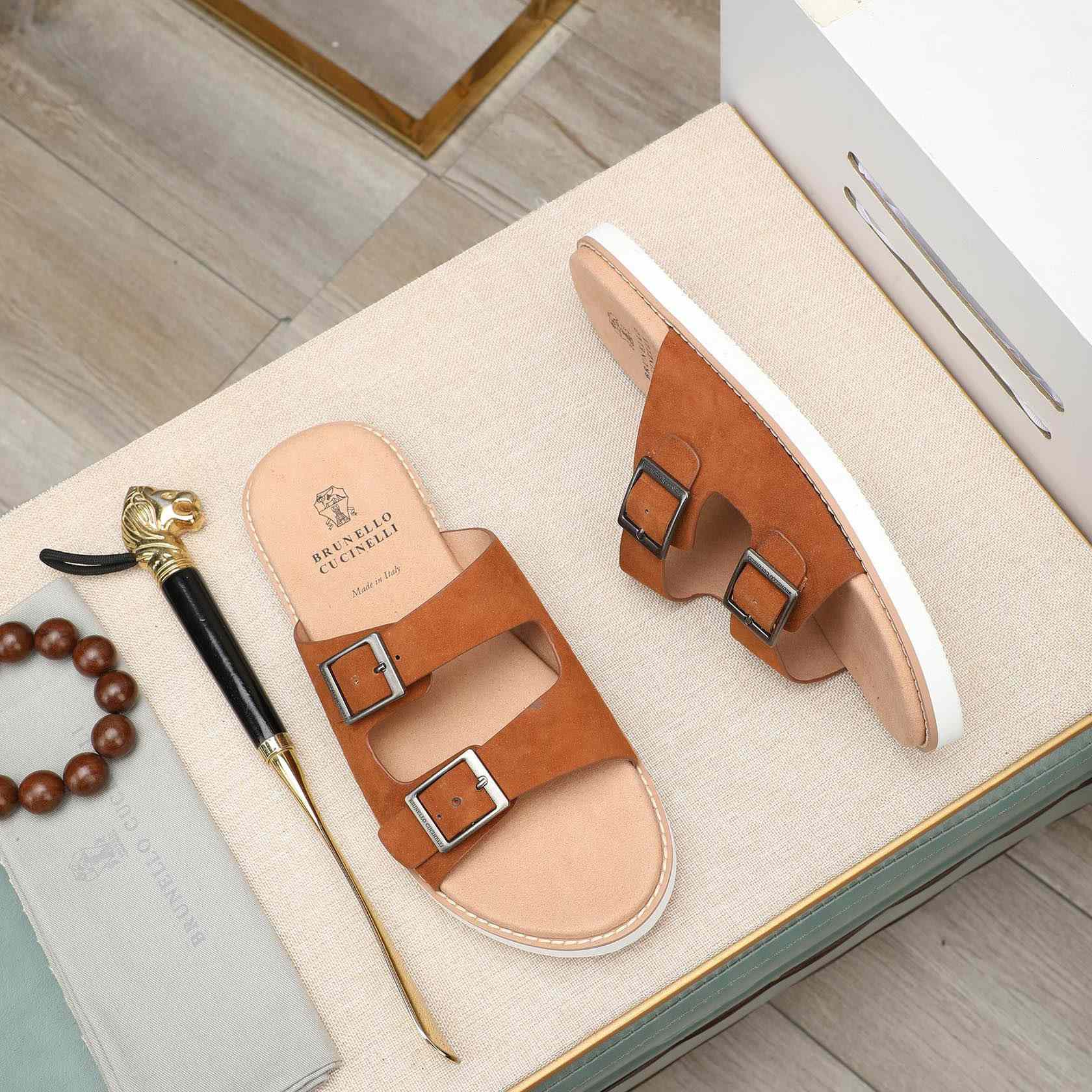 Brunello Cucinelli Buckled Suede Sandals - DopestKickz