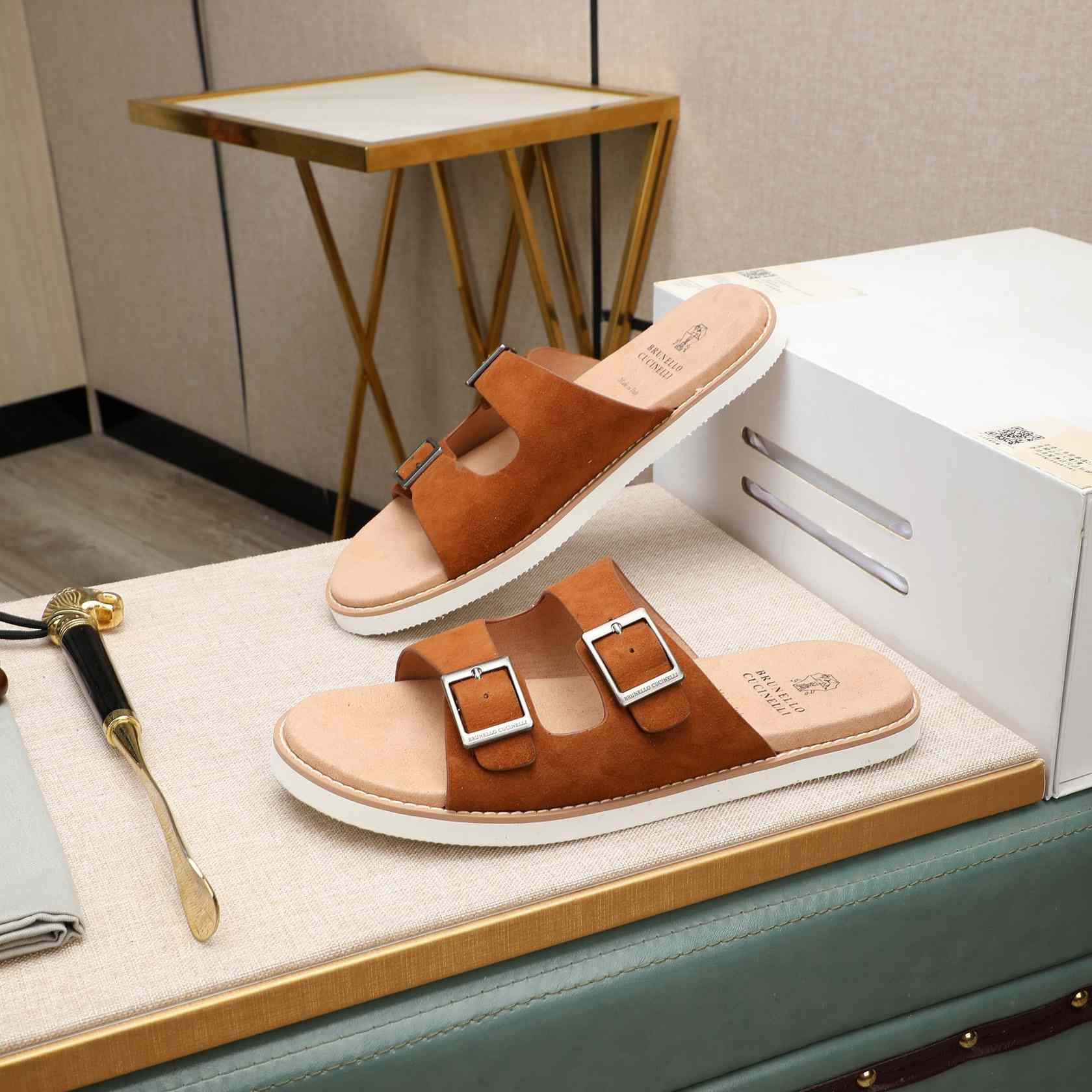 Brunello Cucinelli Buckled Suede Sandals - DopestKickz