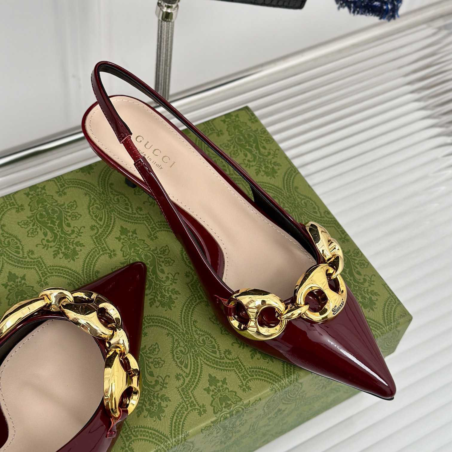 Gucci Women's Slingback With Marina Chain  - DopestKickz