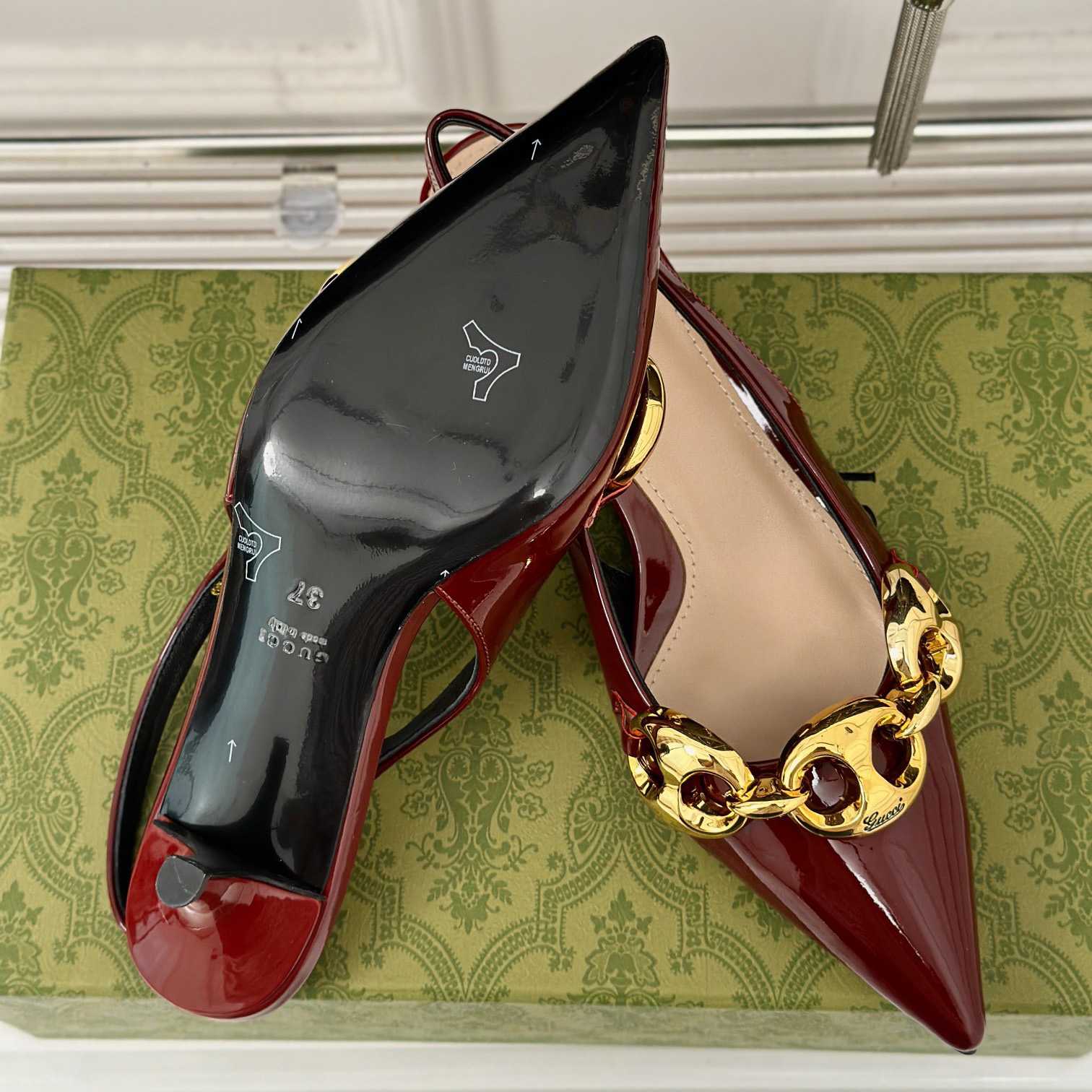 Gucci Women's Slingback With Marina Chain  - DopestKickz