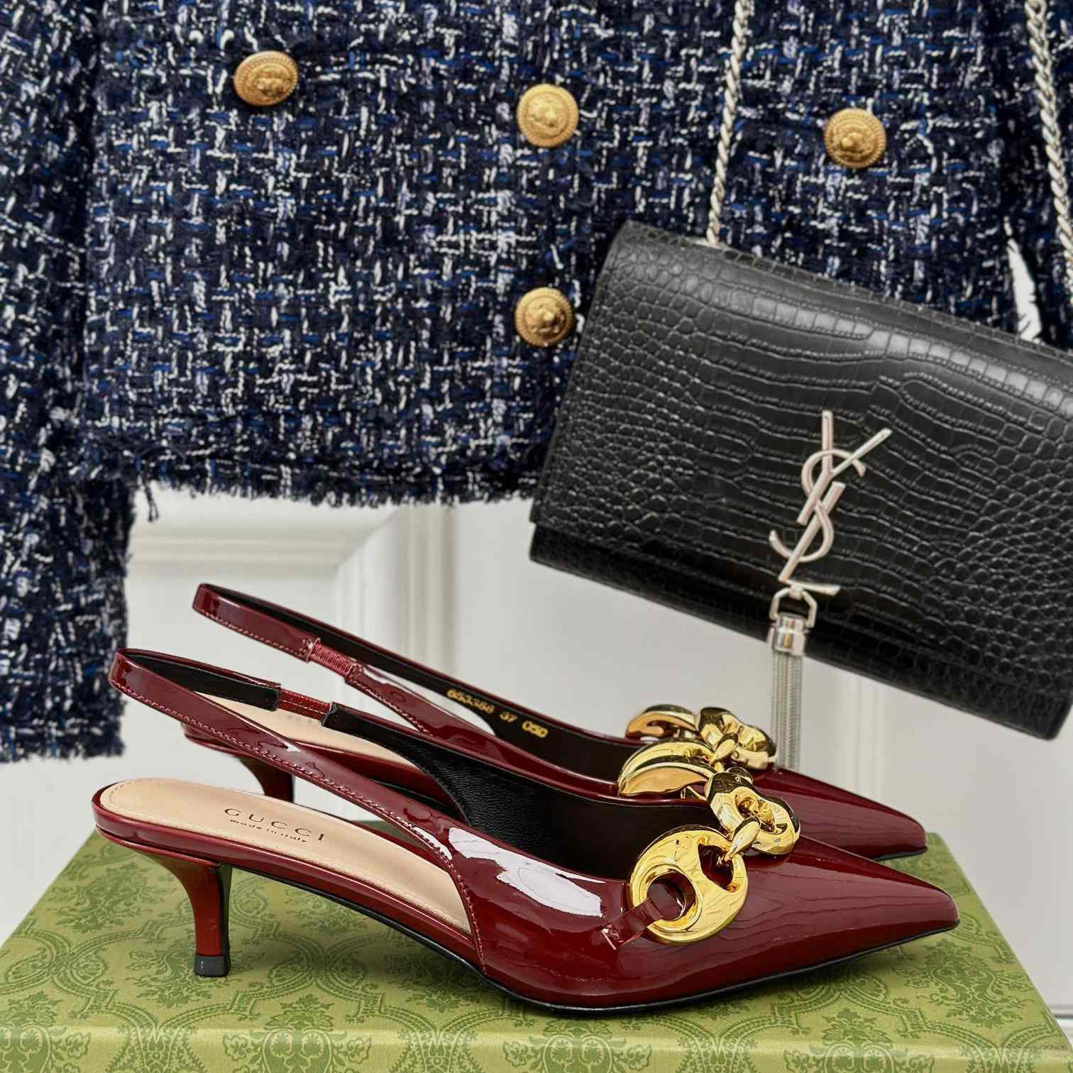 Gucci Women's Slingback With Marina Chain  - DopestKickz